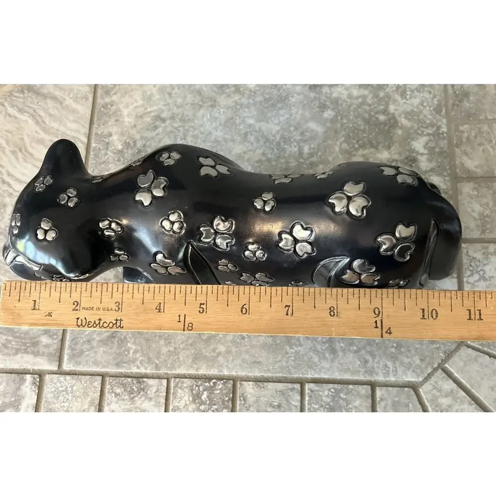 Artesania Rinconada Black Silver Large Crouching Panther Sculpture 11